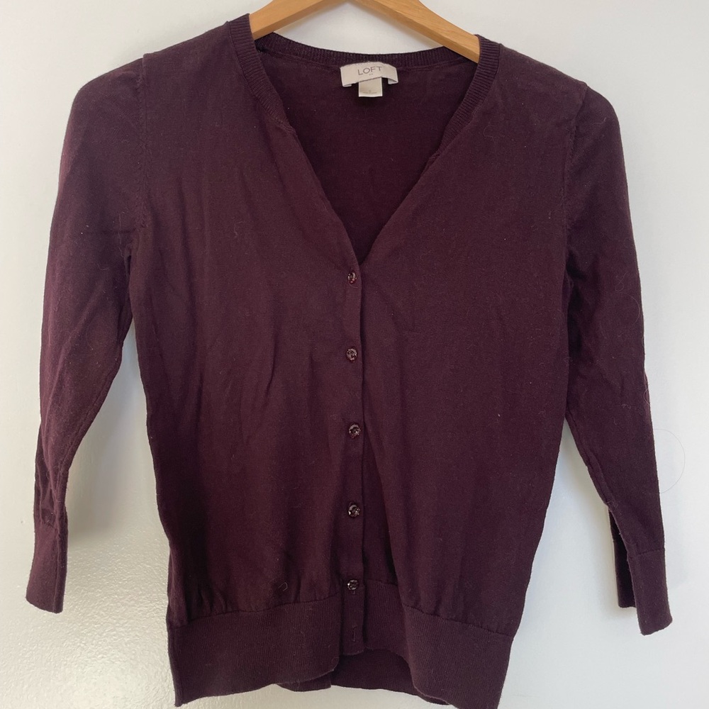 LOFT Women's Deep Purple Cardigan